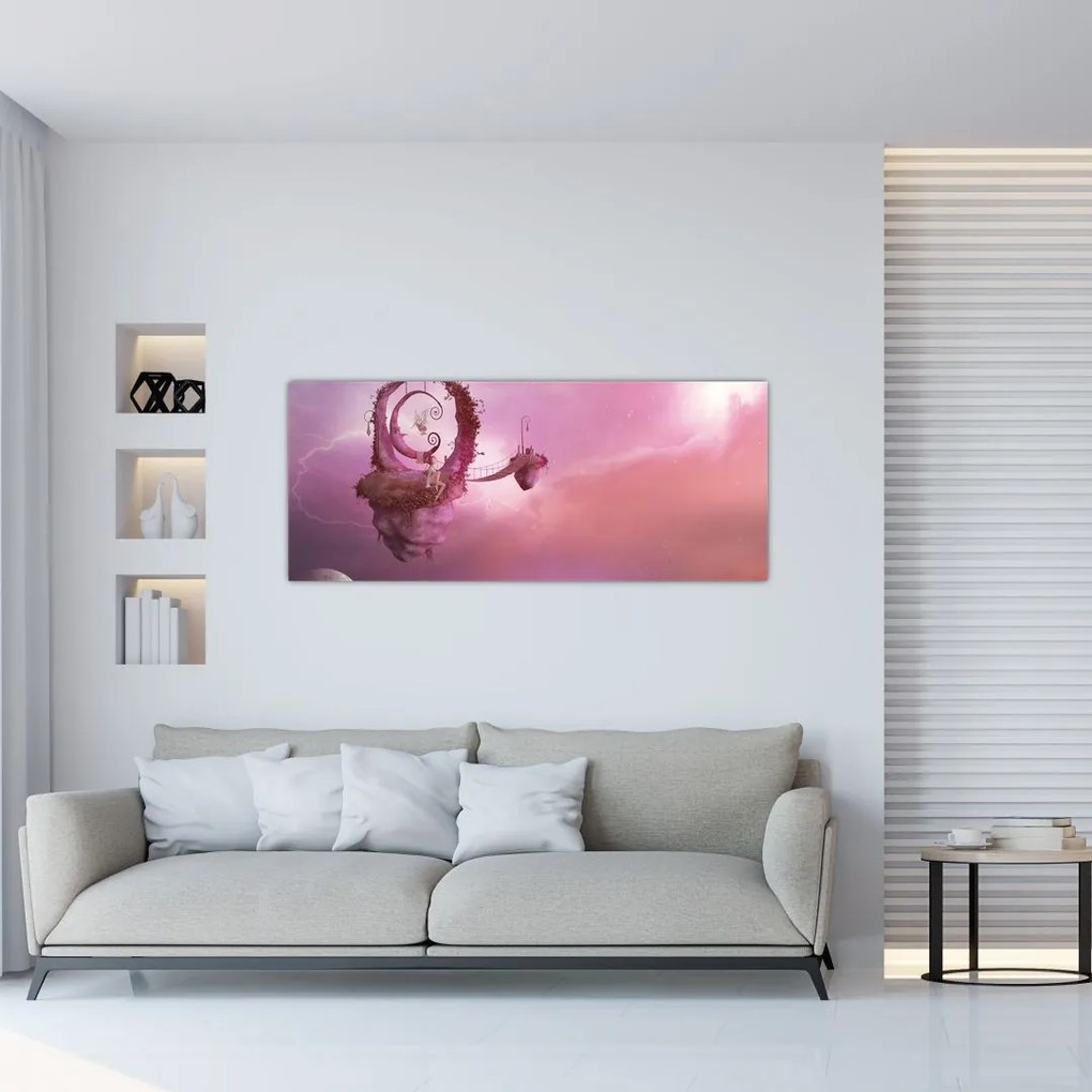 Tablou - Zână pe o insulă plutitoare (120x50 cm)