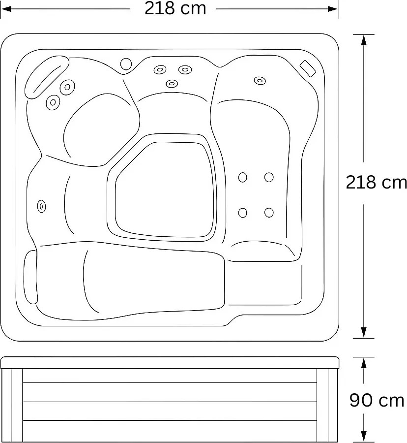 Minipiscina Malaga Life Deluxe alb lucios, Wellis, sistem stereo myMusic, 6 locuri, 218   218 cm