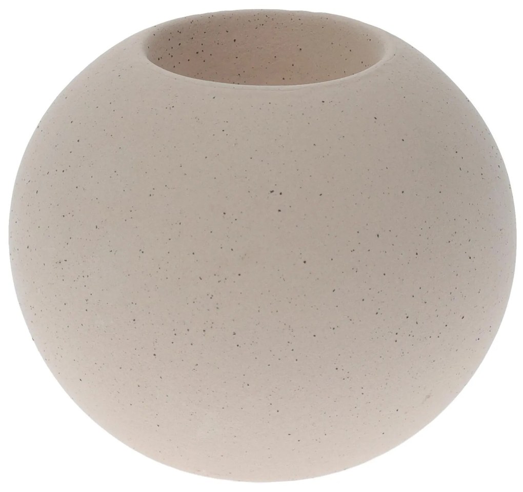 Candela portelan, Ball, crem, 10x8 cm