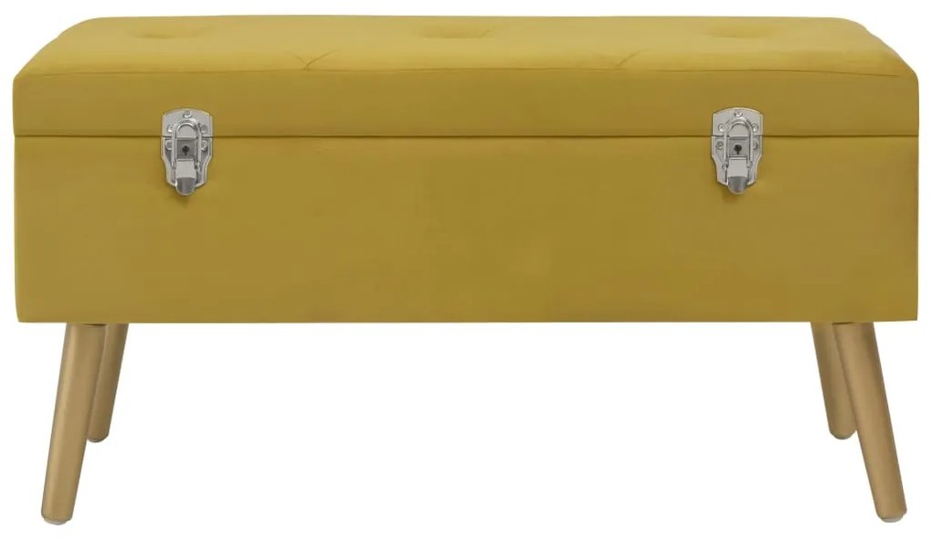 Banca cu un compartiment depozitare galben mustar 80 cm catifea galben mustar