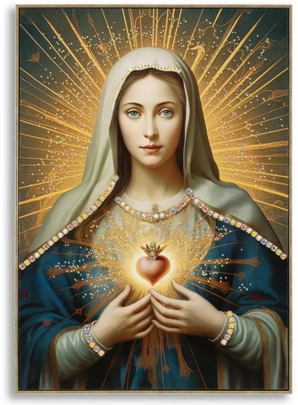 Mauro Ferretti Pictură pe pânză lăcuită Madonna -b- cu ramă cm 72x4x100 | Aosom Romania