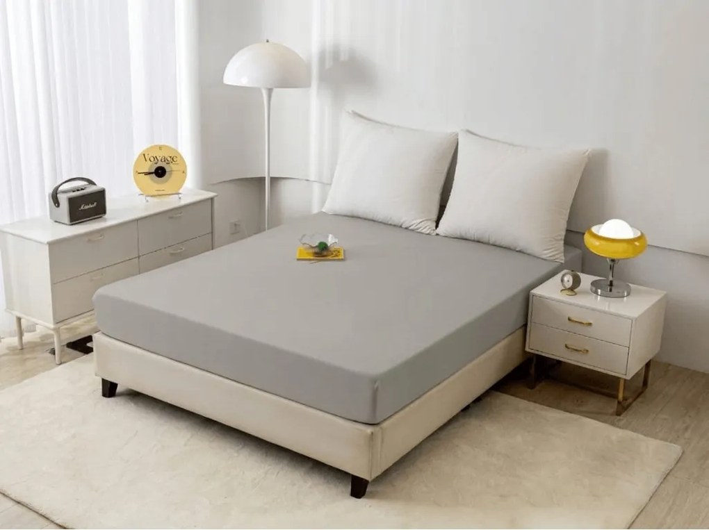Cearsaf din microfibra MICROVELLE gri deschis 90x200 cm