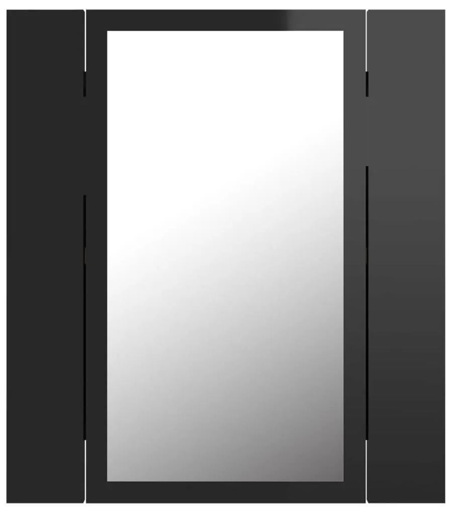 Dulap de baie cu oglinda  LED, negru extralucios, 40x12x45 cm negru foarte lucios