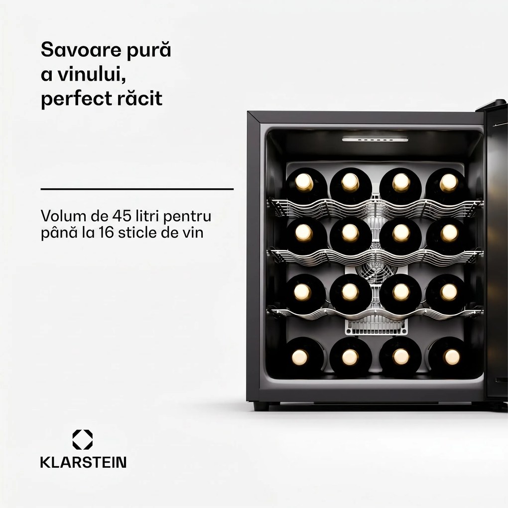 Klarstein Silent Vino 16 Uno, Frigider pentru vin, 1 zona / 16 sticle