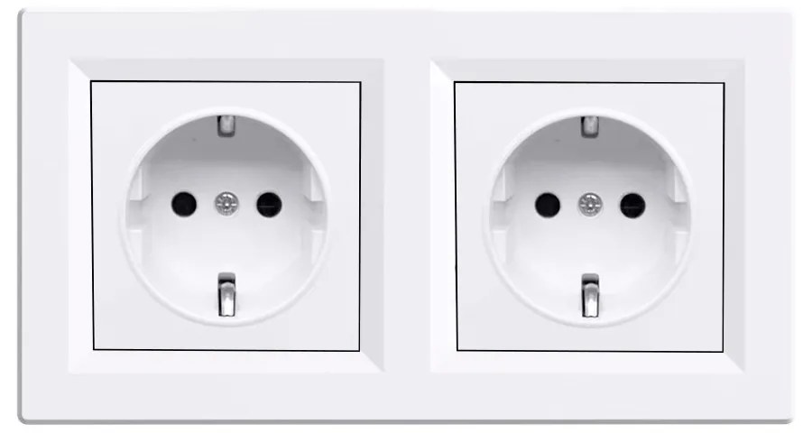 Nova priză împământată priză dublă 16A 250V cu cadru alb