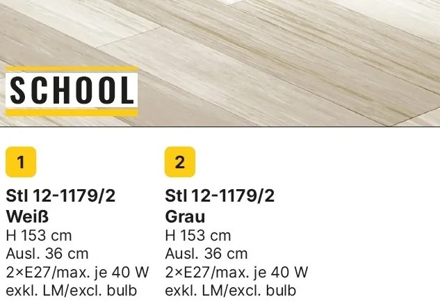 Lampadar cu 2 spoturi directionabile SCHOOL gri
