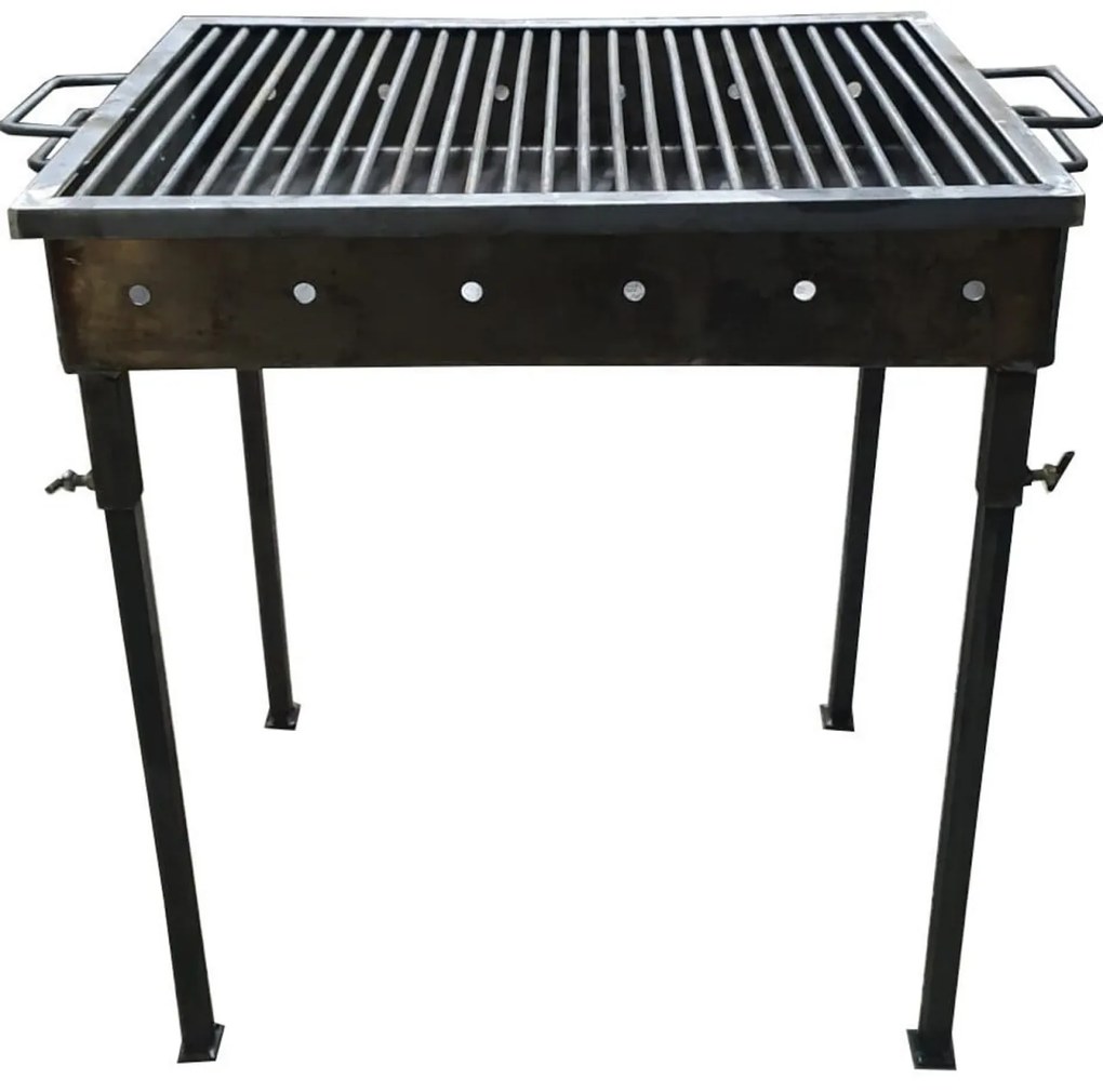 Gratar de gradina traditional HouseXL™ Premium Barbecue, Picioare din teava rectangulara cu surub, Realizat manual, Sarma grill 8mm, 30 X 40 CM, Natur