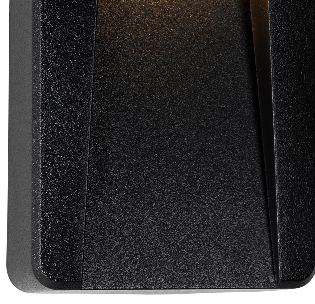 Set 2 Aplice Perete Exterior Negre Dreptunghiulare cu LED Integrat IP65 - Gem