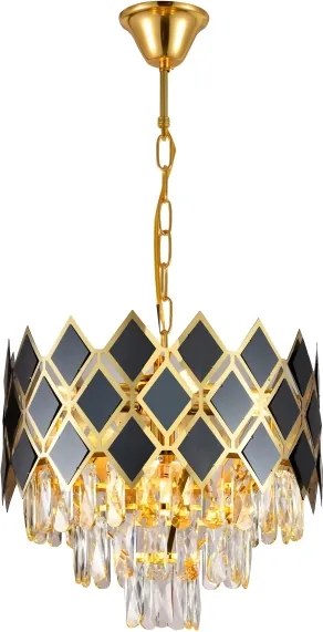 Brilagi - Candelabru cu lanț CRISTAL 5xE14/40W/230V Ø 38 cm auriu/negru