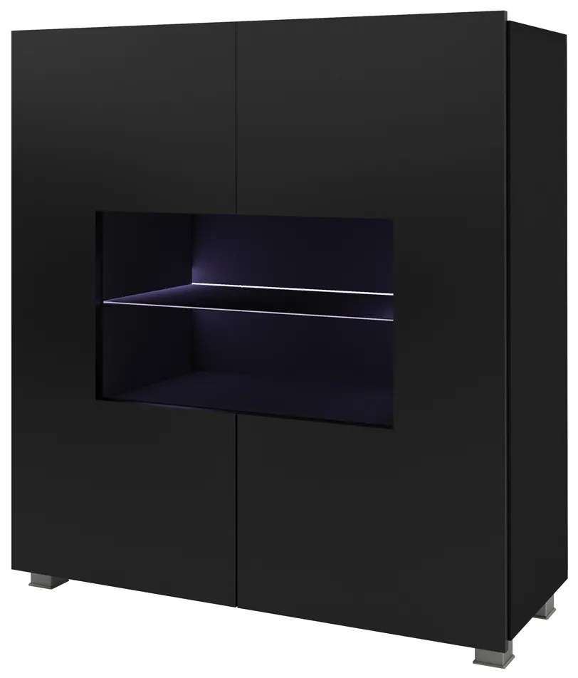 Vitrină Calabria K2D (Negru mat + Negru lucios). 1051520