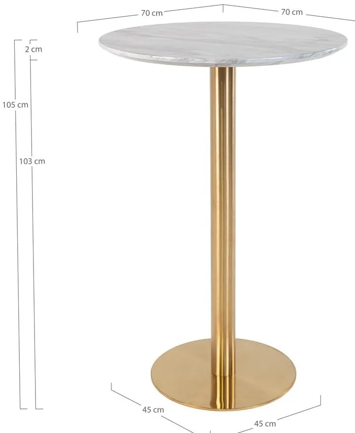 Masă de bar rotundă cu blat cu aspect de marmură ø 70 cm Bolzano – House Nordic