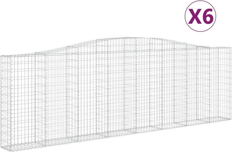 vidaXL Coșuri gabion arcuite 6 buc. 400x30x120/140 cm fier galvanizat