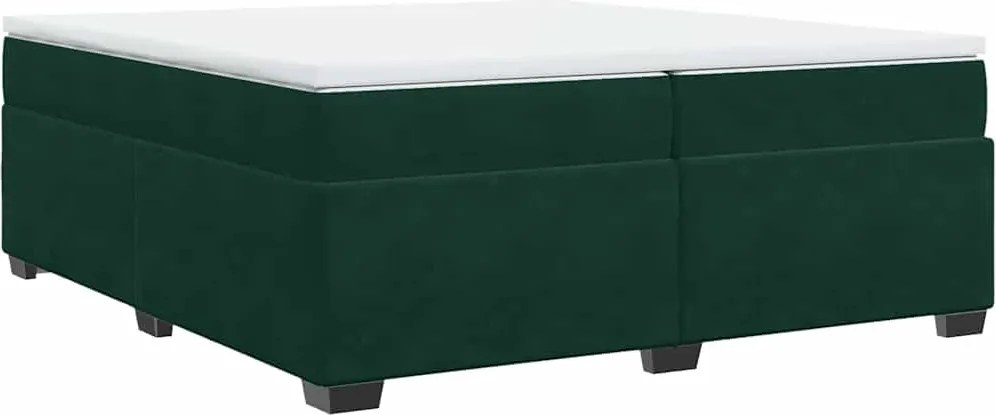 vidaXL Pat box spring cu saltea, verde închis, 200x200 cm, catifea