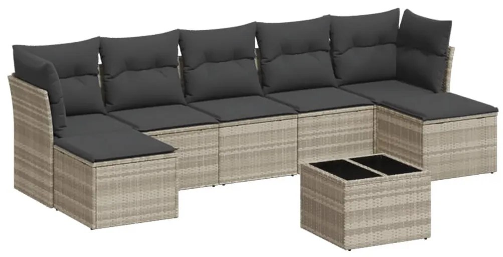 3218042 vidaXL Set mobilier de grădină cu perne, 8 piese gri deschis poliratan