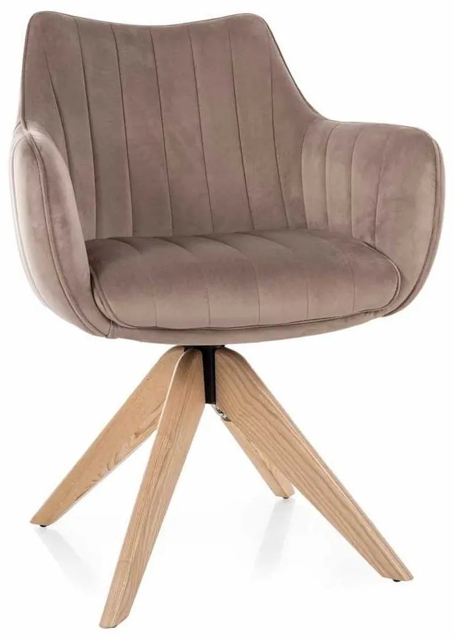 Scaun de bucătărie Azalia D Velvet, bej / stejar