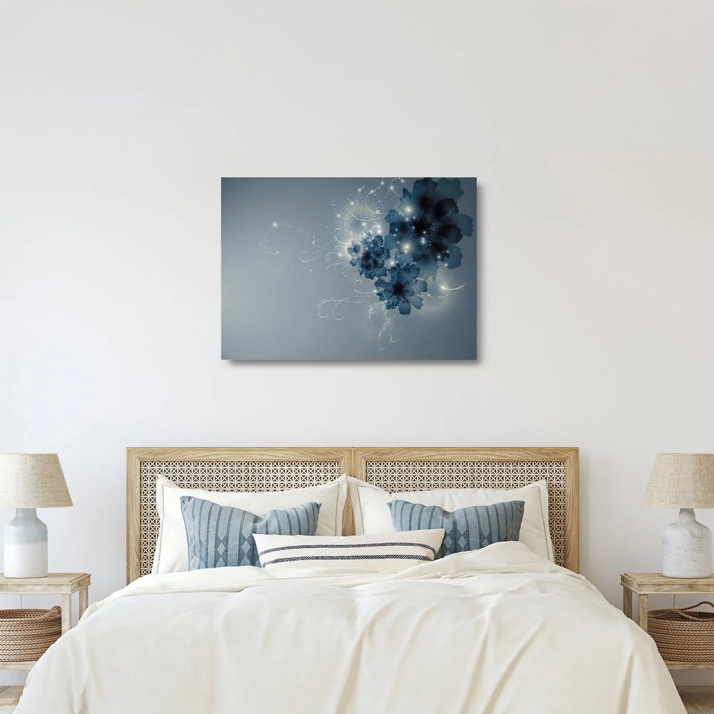 Tablou pe sticlă - Flori delicate (70x50 cm)