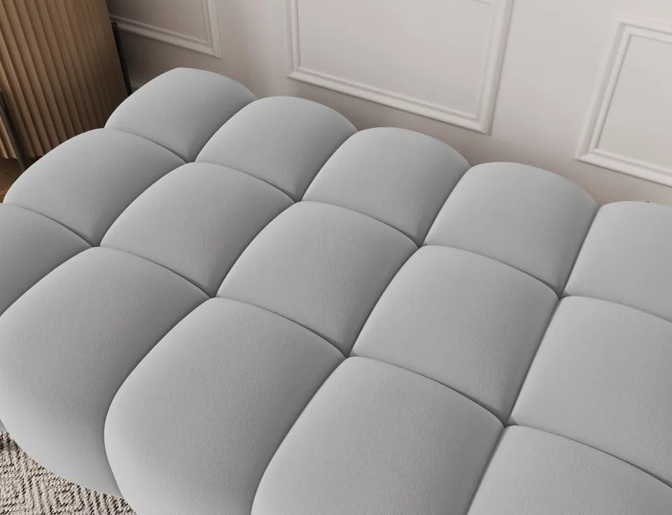 Taburet Tapitat cu Picioare Ferivo, 140x70x40cm, gri plush – Royal 18
