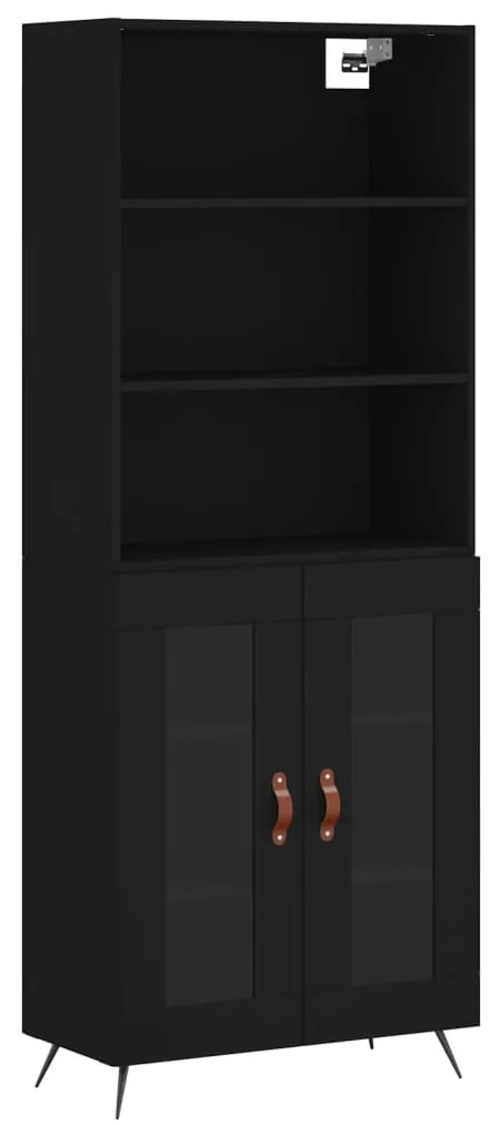 3189286 vidaXL Dulap înalt, negru, 69,5x34x180 cm, lemn compozit