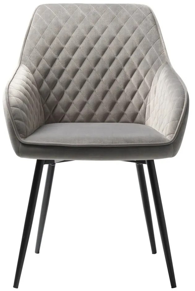 Scaun de sufragerie gri deschis cu cotiere tapițat Milton – Unique Furniture