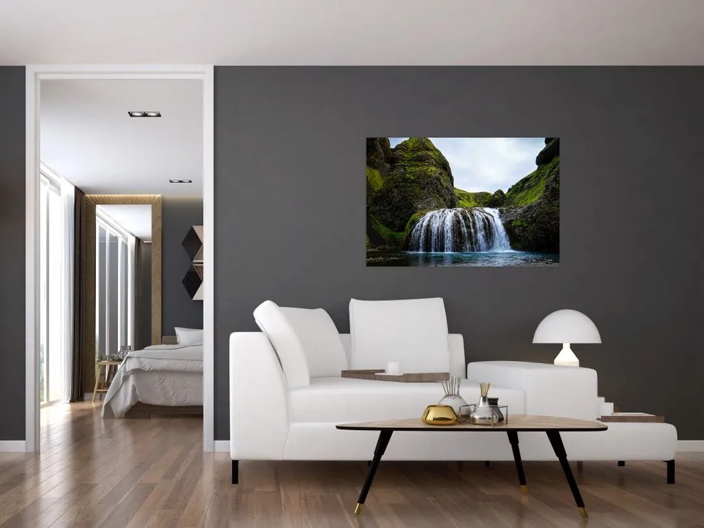 Tablou - Stânci cu cascadă (90x60 cm)