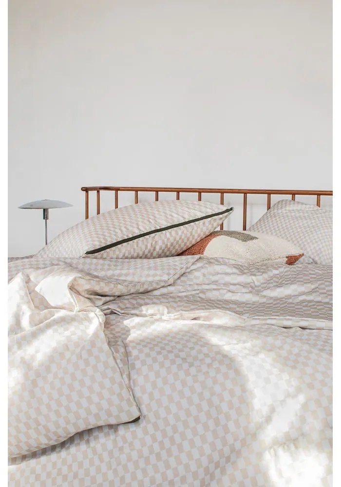 Lenjerie de pat bej din bumbac satinat pentru pat de o persoană/extinsă 140x220 cm Mini – Mette Ditmer Denmark