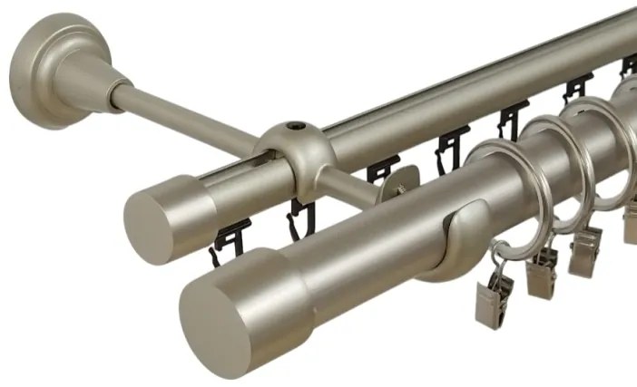 Galerie dubla capacel , teava neteda si profil,grosime 25 si 19mm, crom mat (Alege marime: 140 cm)