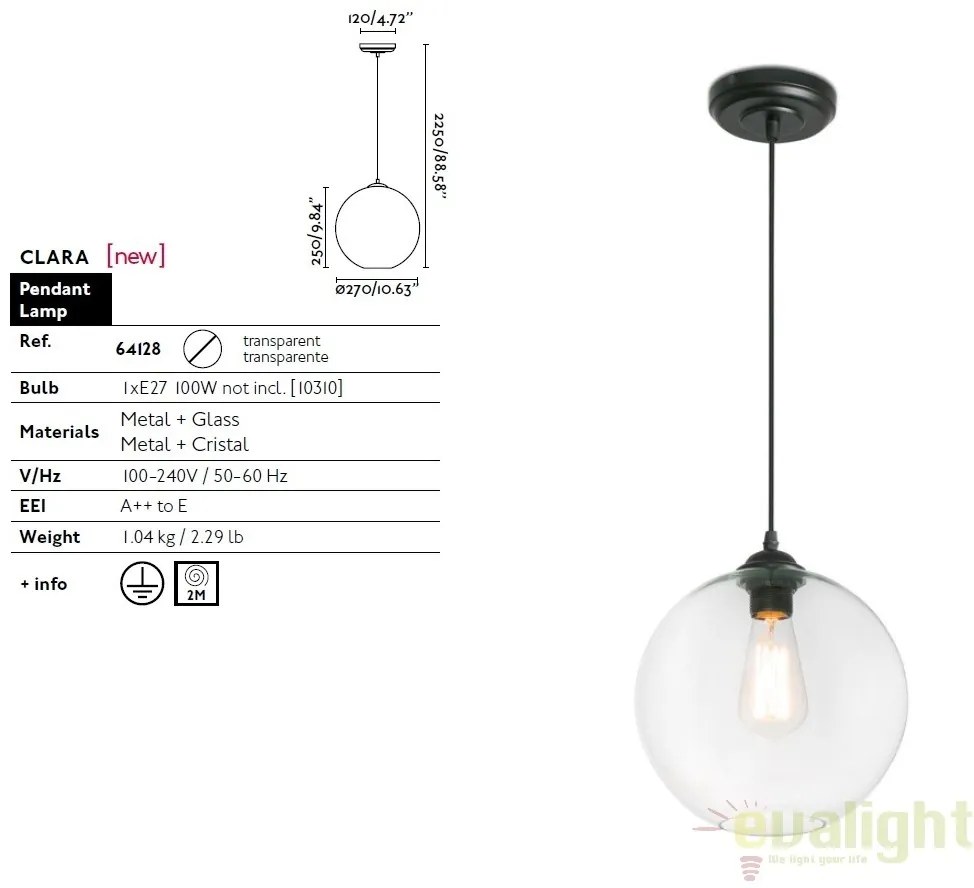 Pendul design minimalist CLARA Transparent 64128