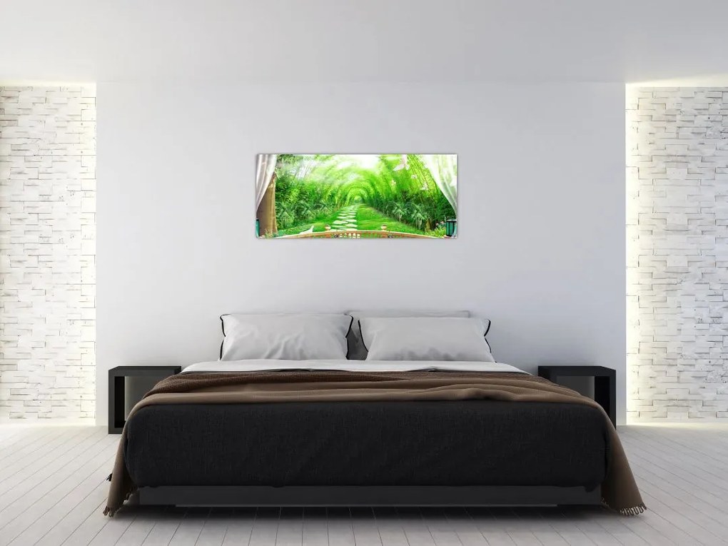 Tablou - Privire la grădina tropicală (120x50 cm)
