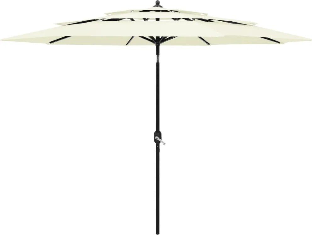 vidaXL Umbrelă de grădină cu 3 niveluri, stâlp aluminiu, nisipiu, 3 m