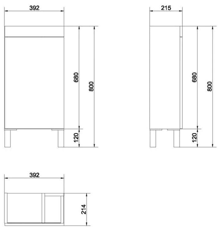 Set dulap baie cu lavoar si baterie Cersanit Smart, alb