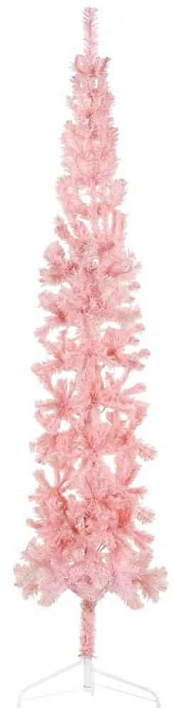 Jumatate brad de Craciun subtire cu suport, roz, 240 cm 1, Roz, 240 cm