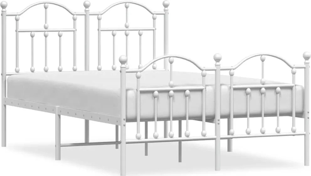 vidaXL Cadru de pat metalic cu tăblie, alb, 120x190 cm