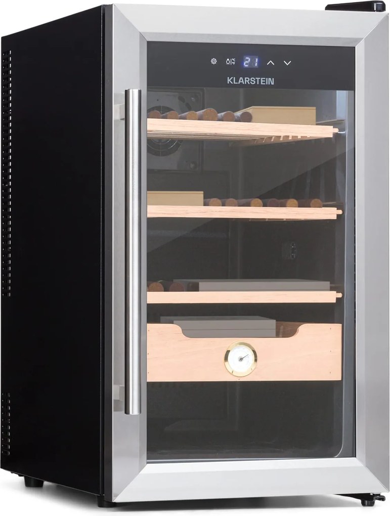 Klarstein El Presidente 48, Humidor pentru trabucuri, 48L, 3 sertare, 1 compartiment din lemn de cedru