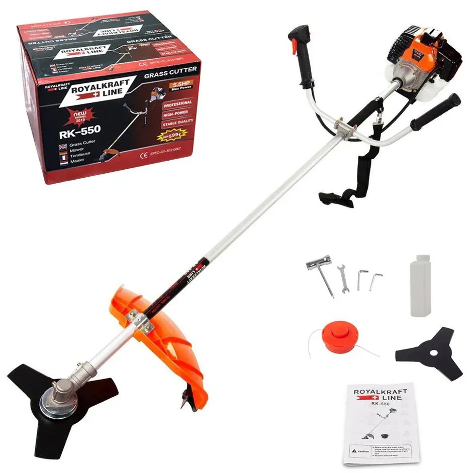 Motocoasa 5.5 cp 2T 55CC 7500 rot/min Professional Royal Kraft Line RK-550