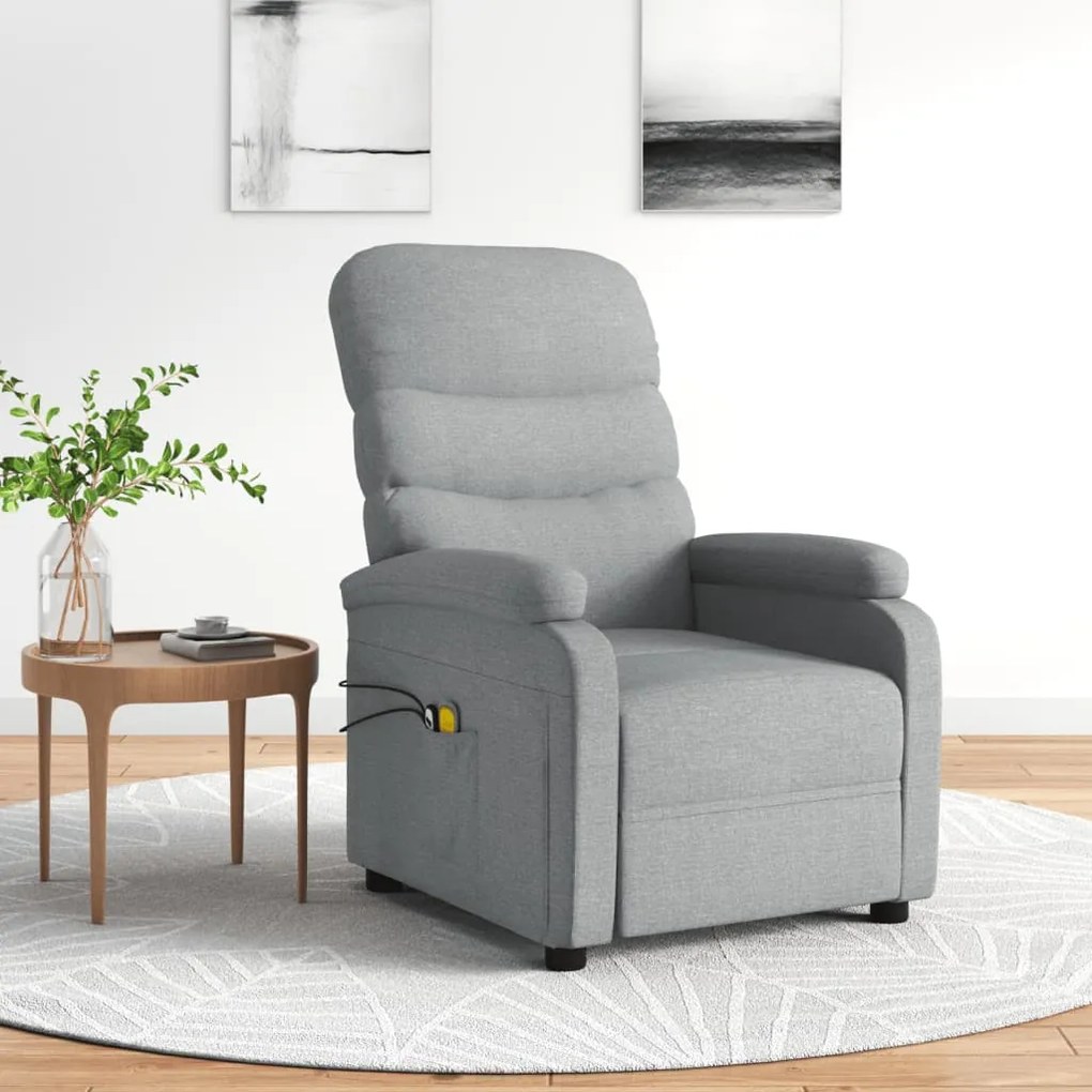 3073694 vidaXL Fotoliu de masaj electric rabatabil, gri deschis, textil