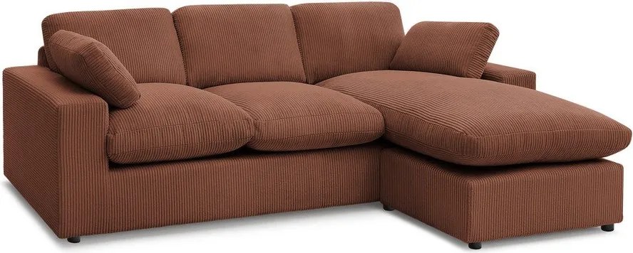 Colțar portocaliu cu tapițerie din catifea reiată Belair – Bobochic Paris