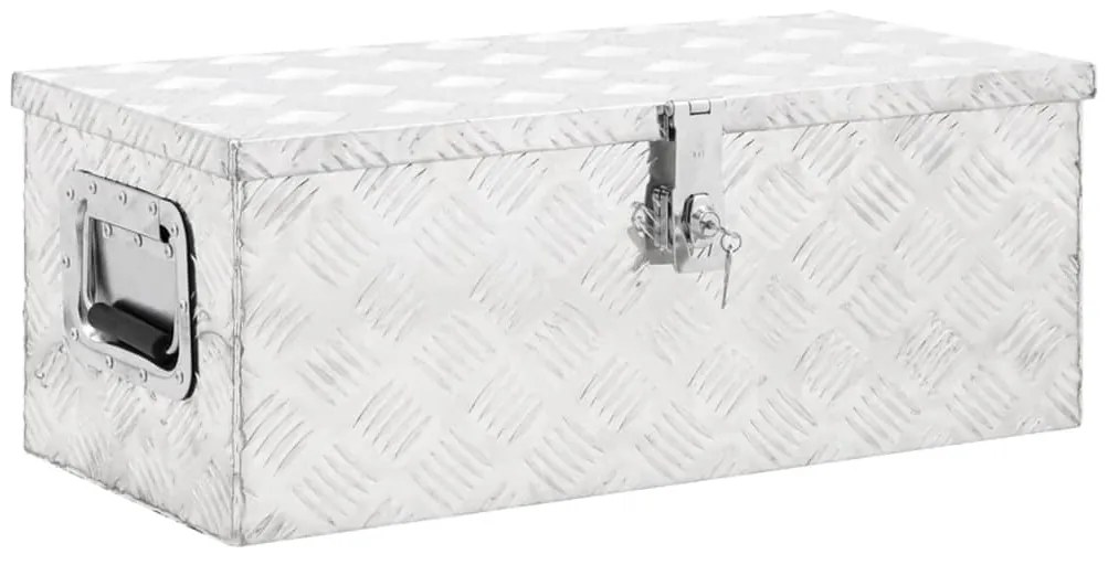 vidaXL Cutie de depozitare, argintiu, 70x31x27 cm, aluminiu