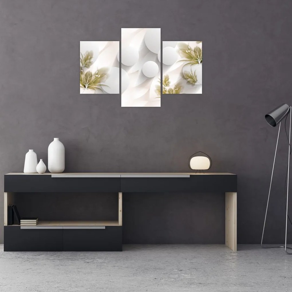 Tablou - 3D cercuri cu flori (90x60 cm)