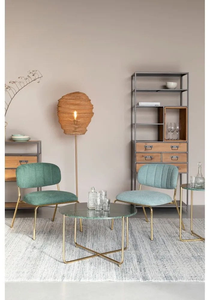 Măsuță de cafea verde/aurie rotundă cu blat din marmură ø 70 cm Timpa – White Label