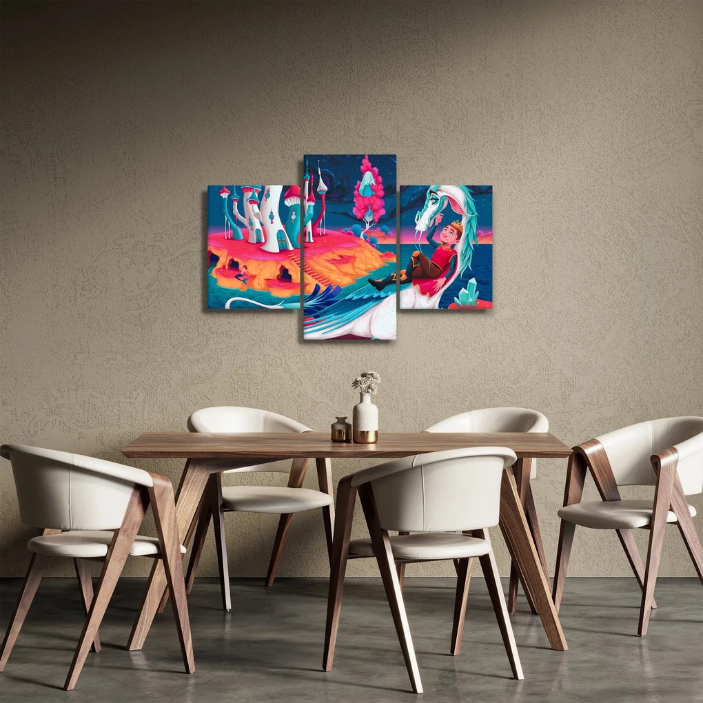 Tablou - Prinț și prințesa cu dragon (90x60 cm)