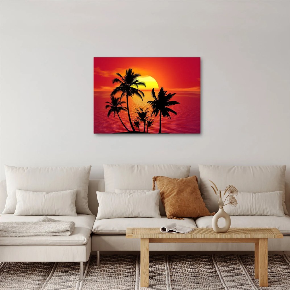 Tablou - Silueta insulei cu palmieri (70x50 cm)