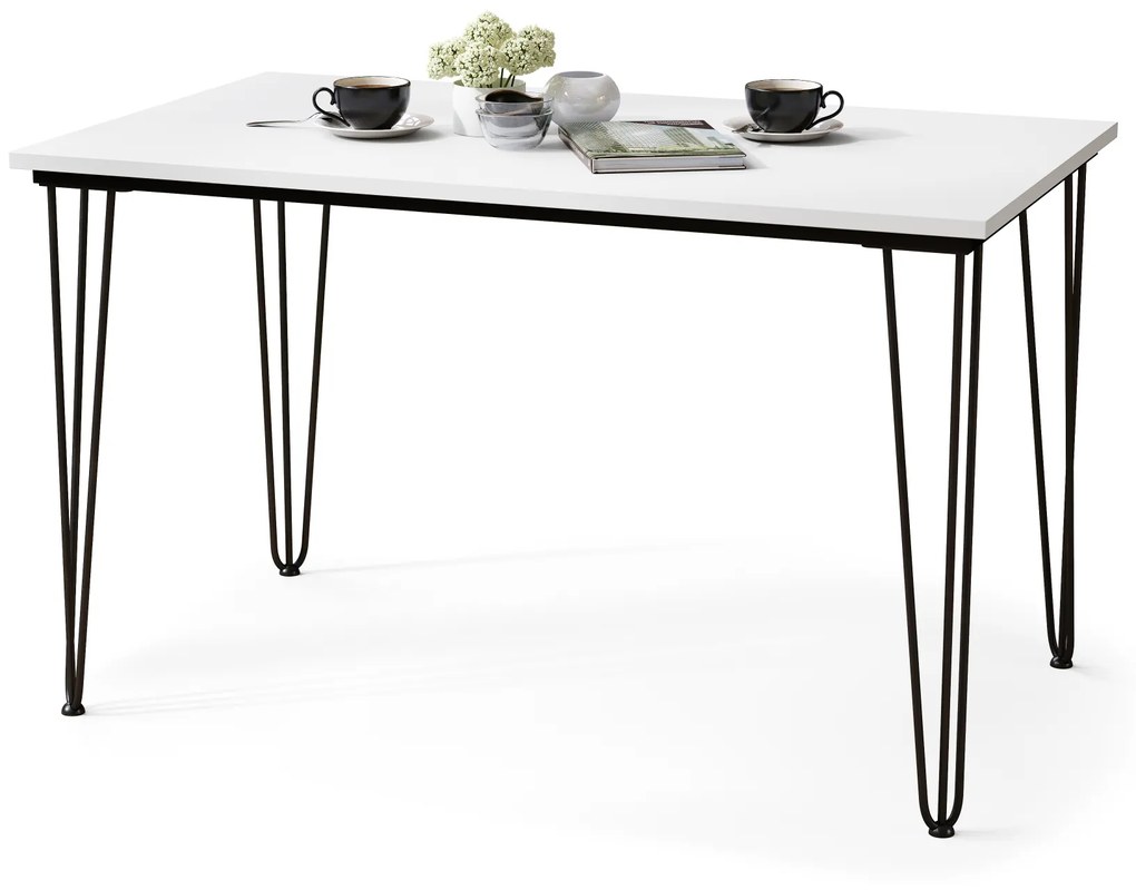 Mazzoni HAIRPIN S-120 Alb Mat - MASĂ LOFT PENTRU BUCĂTĂRIA SUFRAGERIE LIVING