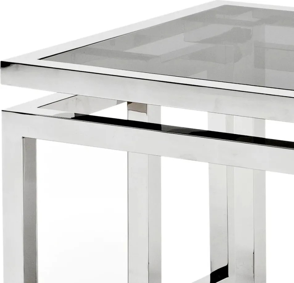 Masuta Living LUX design modern cu blat din sticla fumurie Table Palmer 108983 HZ
