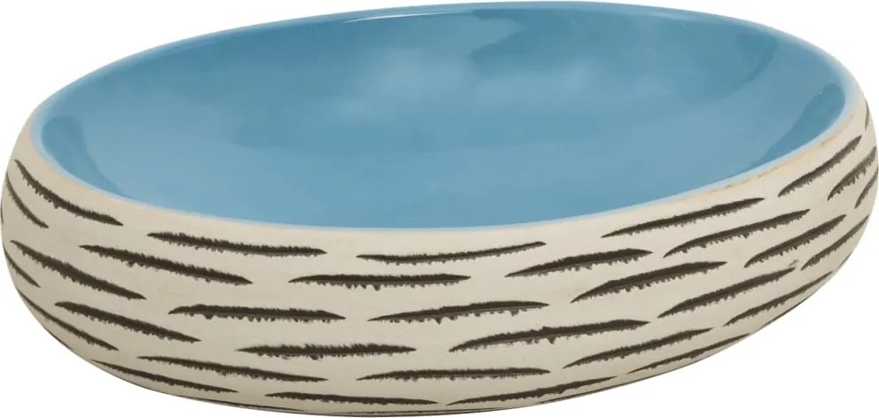 vidaXL Lavoar de blat, multicolor, 59x40x15 cm, ceramică, oval