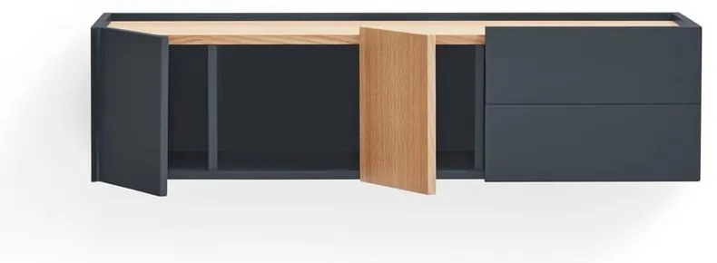 Comodă gri antracit-natural joasă cu aspect de lemn de stejar 110x23 cm Otto – Teulat