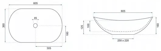 Lavoar pe blat Rea Royal oval finisaj marmura alb mat 60 cm