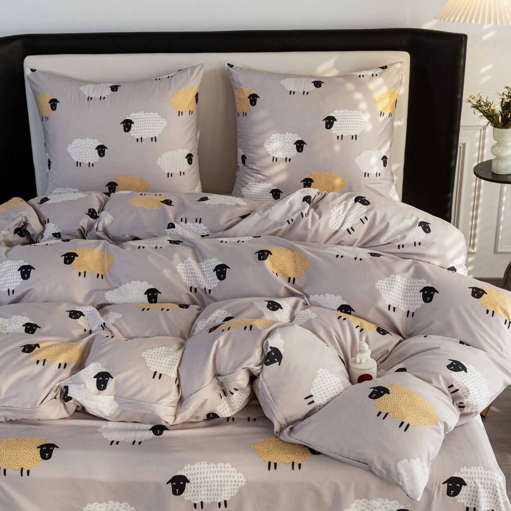 Lenjerie din microfibra SHEEP DREAM gri Dimensiune lenjerie de pat: 70 x 90 cm | 140 x 200 cm