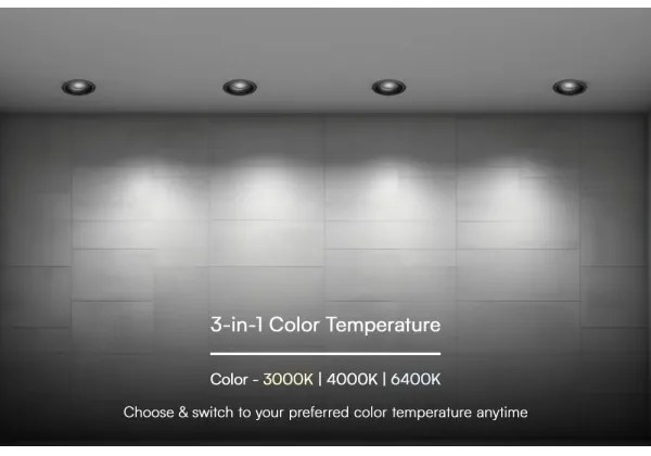 LED plafonieră 24W/230V, 13,5 cm, negru, 3000/4000/6400K