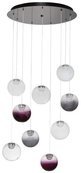 Lustra cu 9 pendule LED din sticla colorata SILENZIO