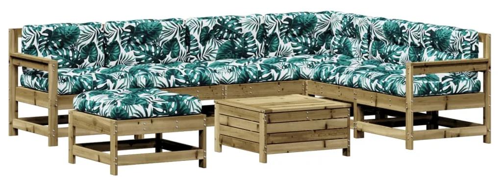 3250595 vidaXL Set mobilier de grădină cu perne, 8 piese, lemn de pin tratat